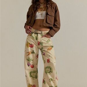We The Free Good Luck Printed Barrel Jeans
